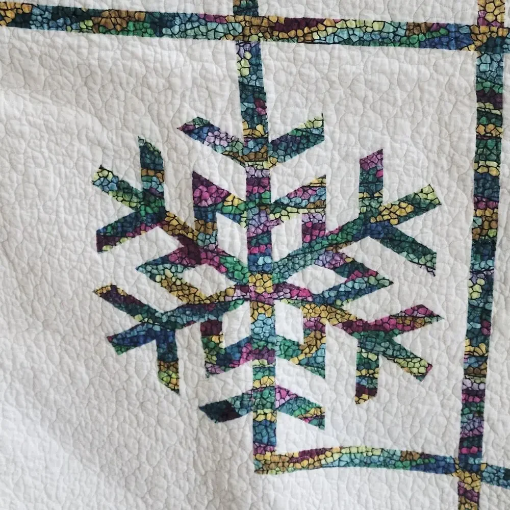 Rare Twin Size Vintage Quilt with Pillow Star design Multicolor